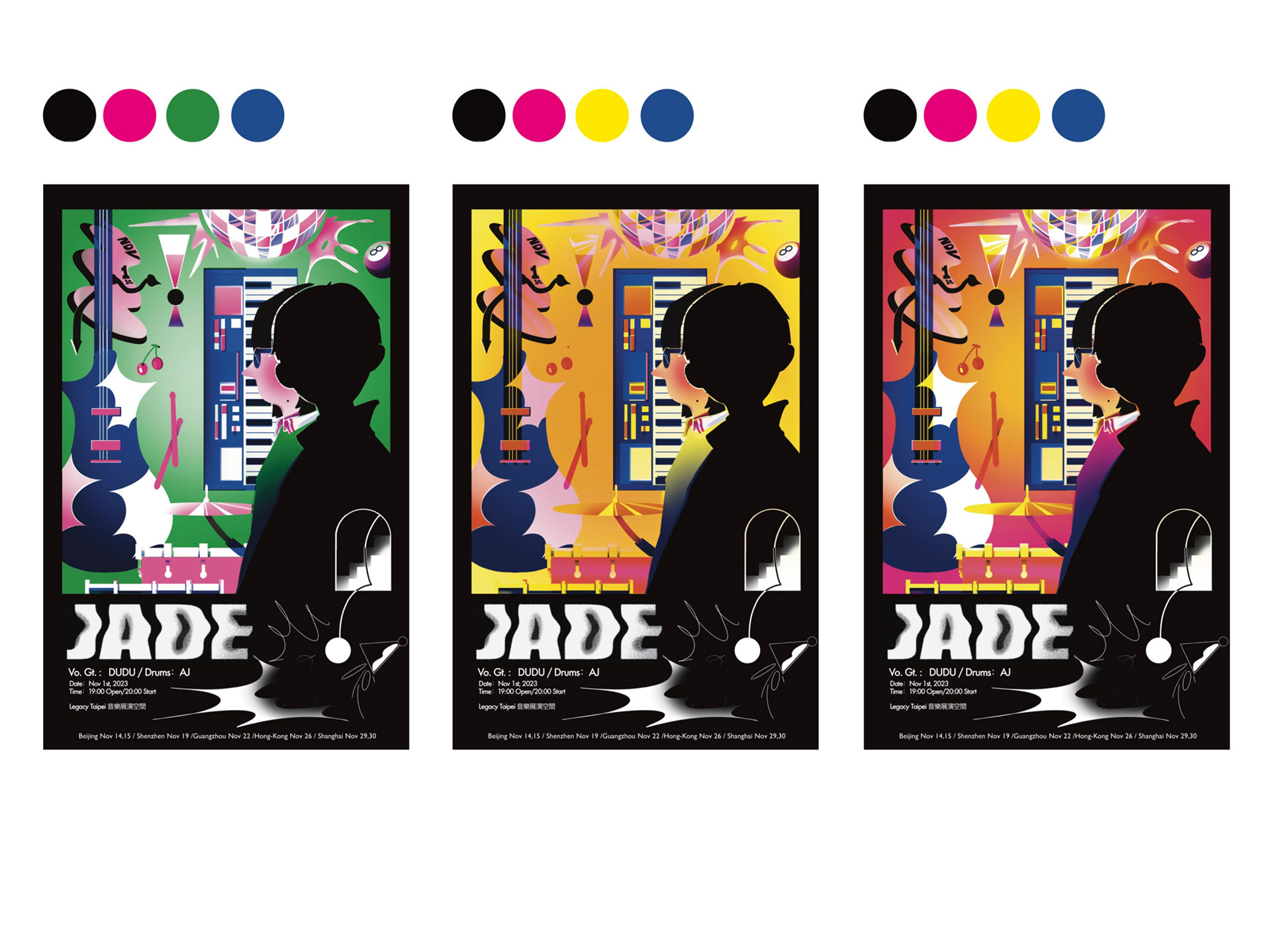 Riso poster for Taipei band "JADE"