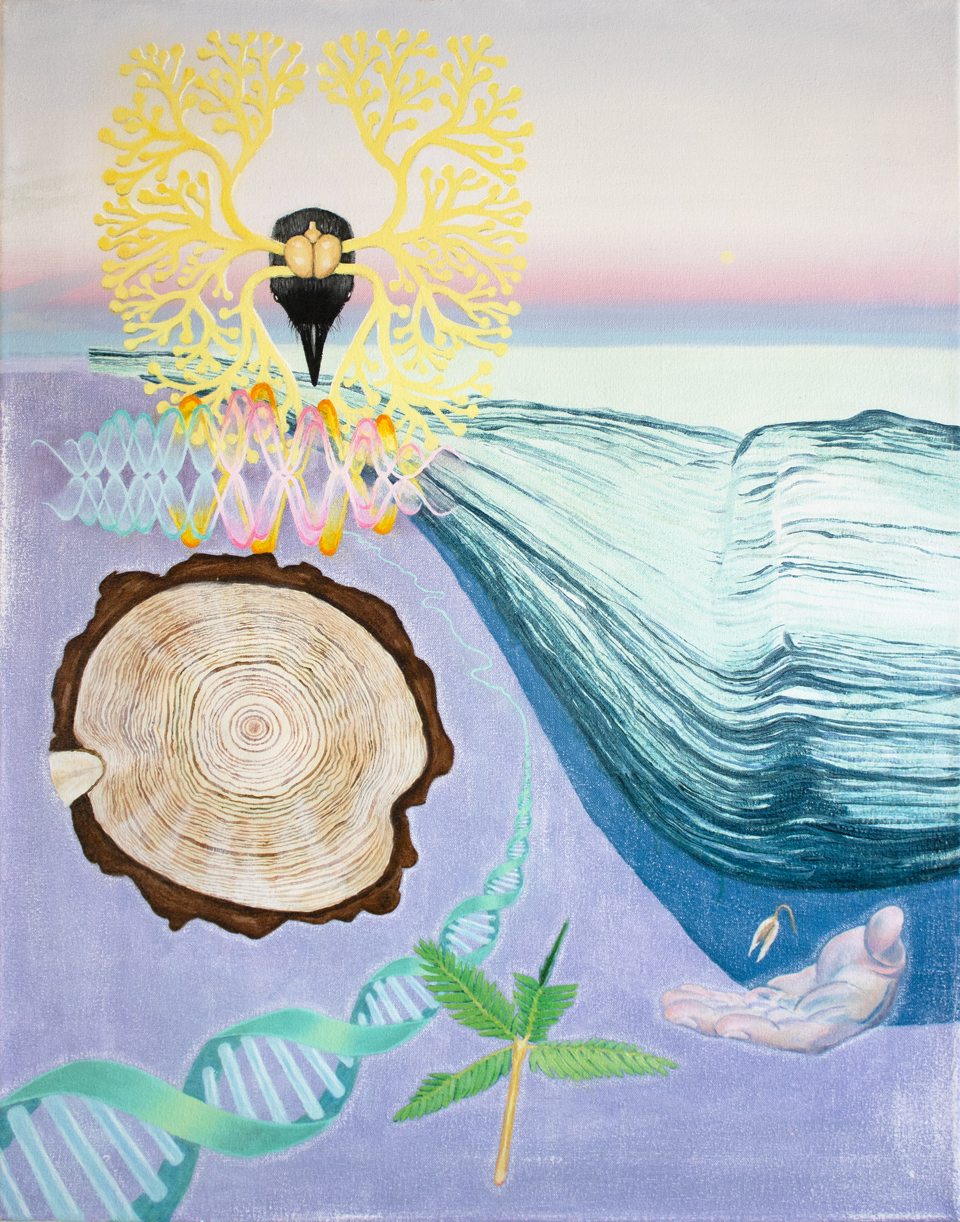 Memory as a Property of Nature: a Study. Water soluble oil on canvas. 55 x 70 cm. 2024.