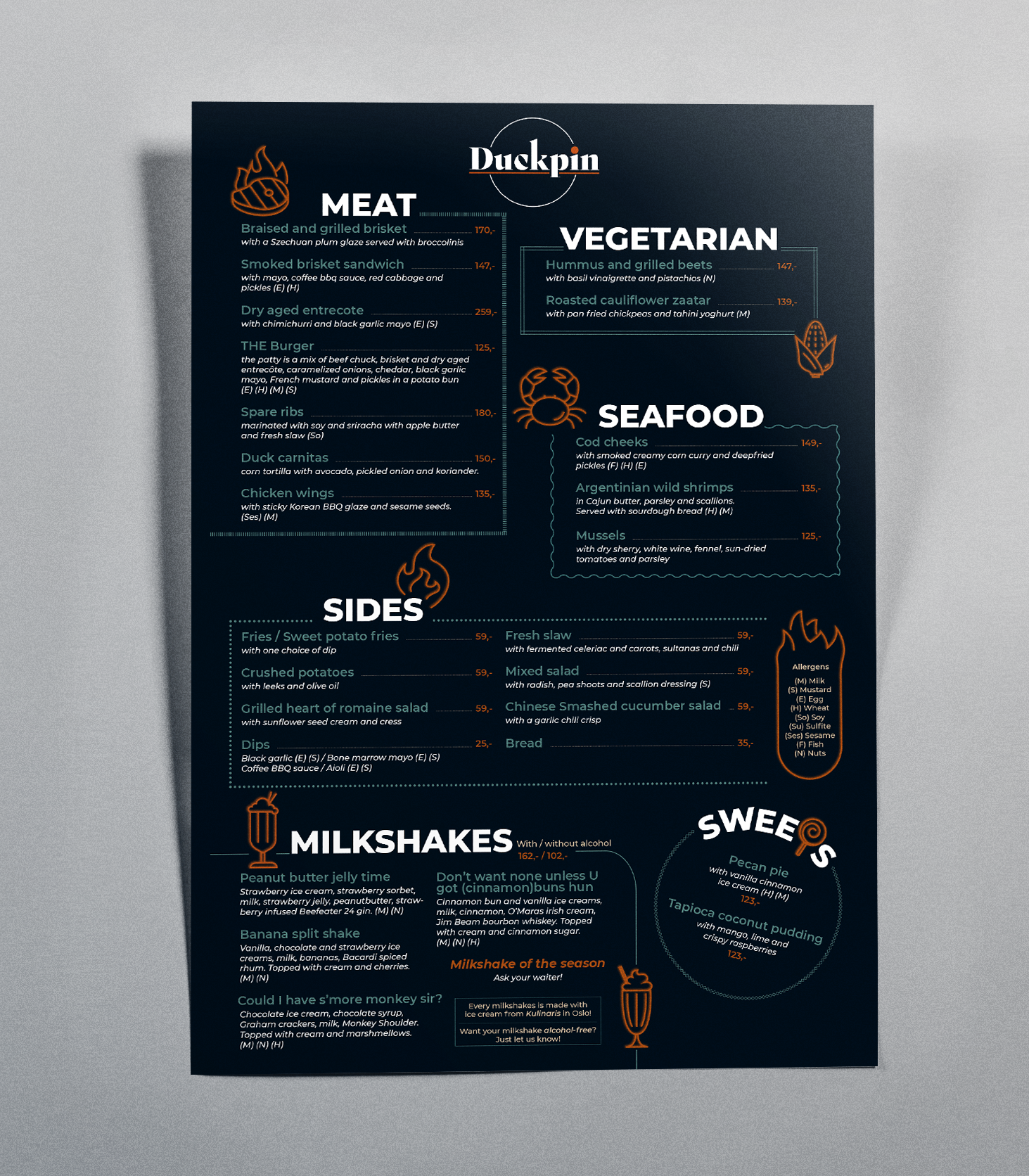 Main food menu