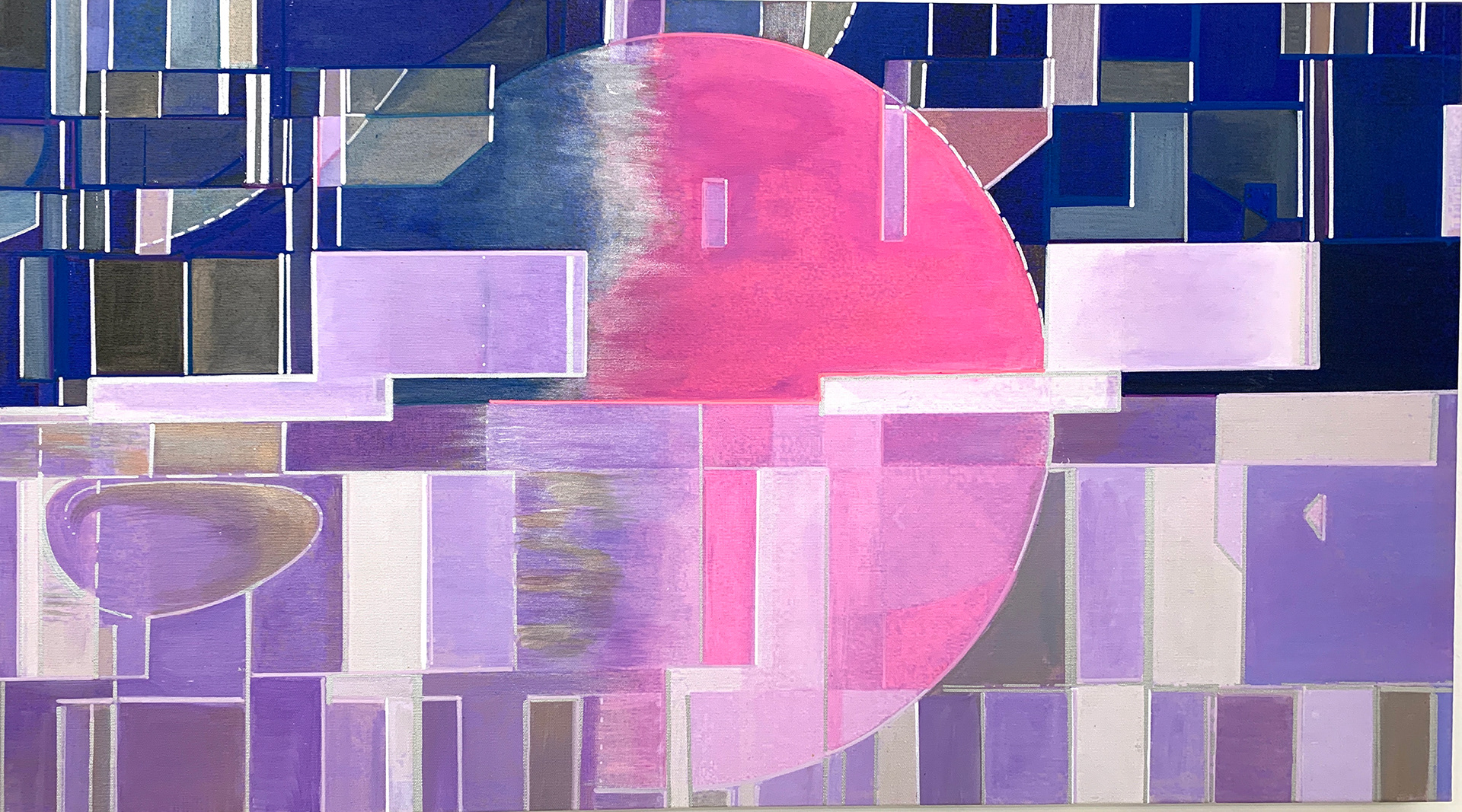 Purple Sphere 20 x 36 Mixed Media on Canvas 2019
