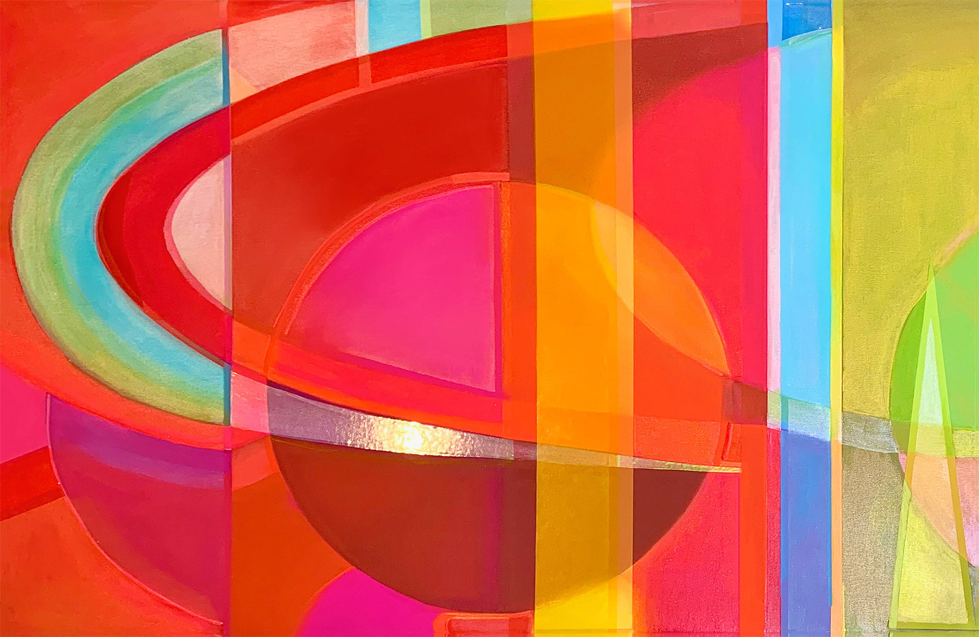 Orbits I (pairs with Orbits 2), 20 x 36 Mixed Media on Canvas