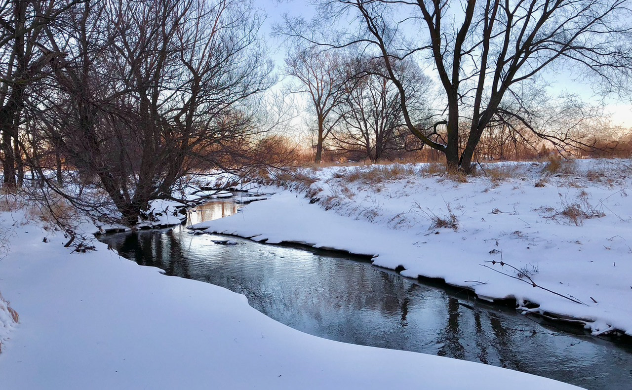 Winter Stream Late Afternoon Light Nature Photography Minnesota
