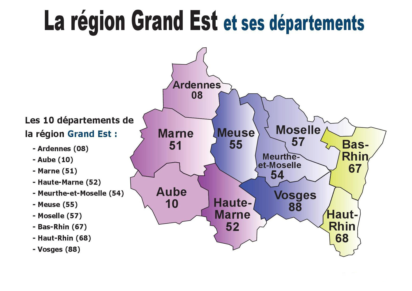 Les 10 départements de la région