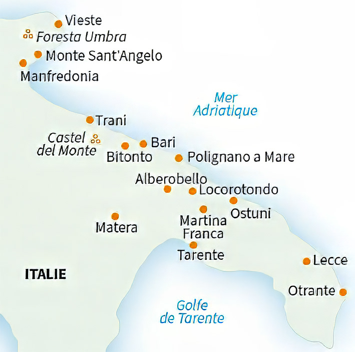 Les lieux visités dans les Pouilles