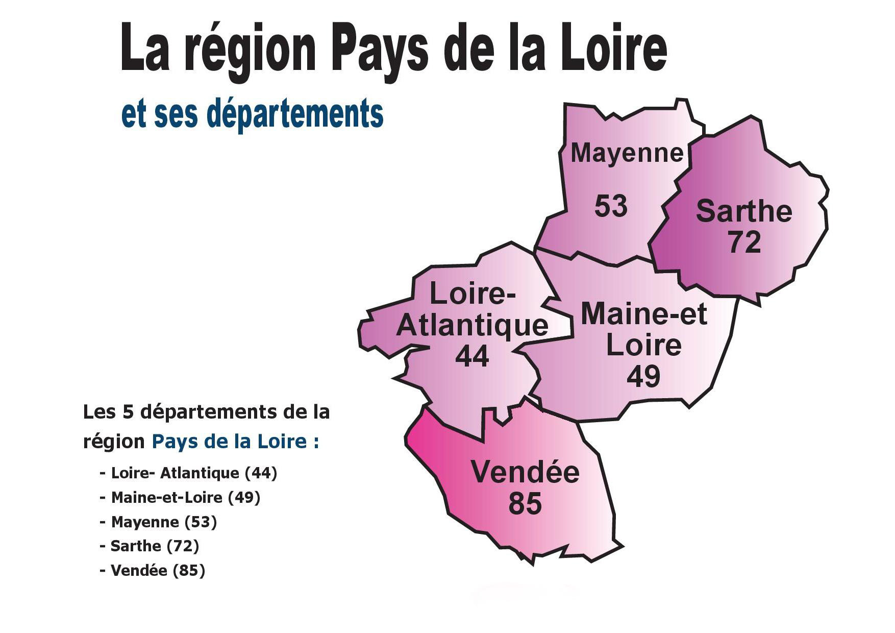 Les 5 départements du Pays de Loire