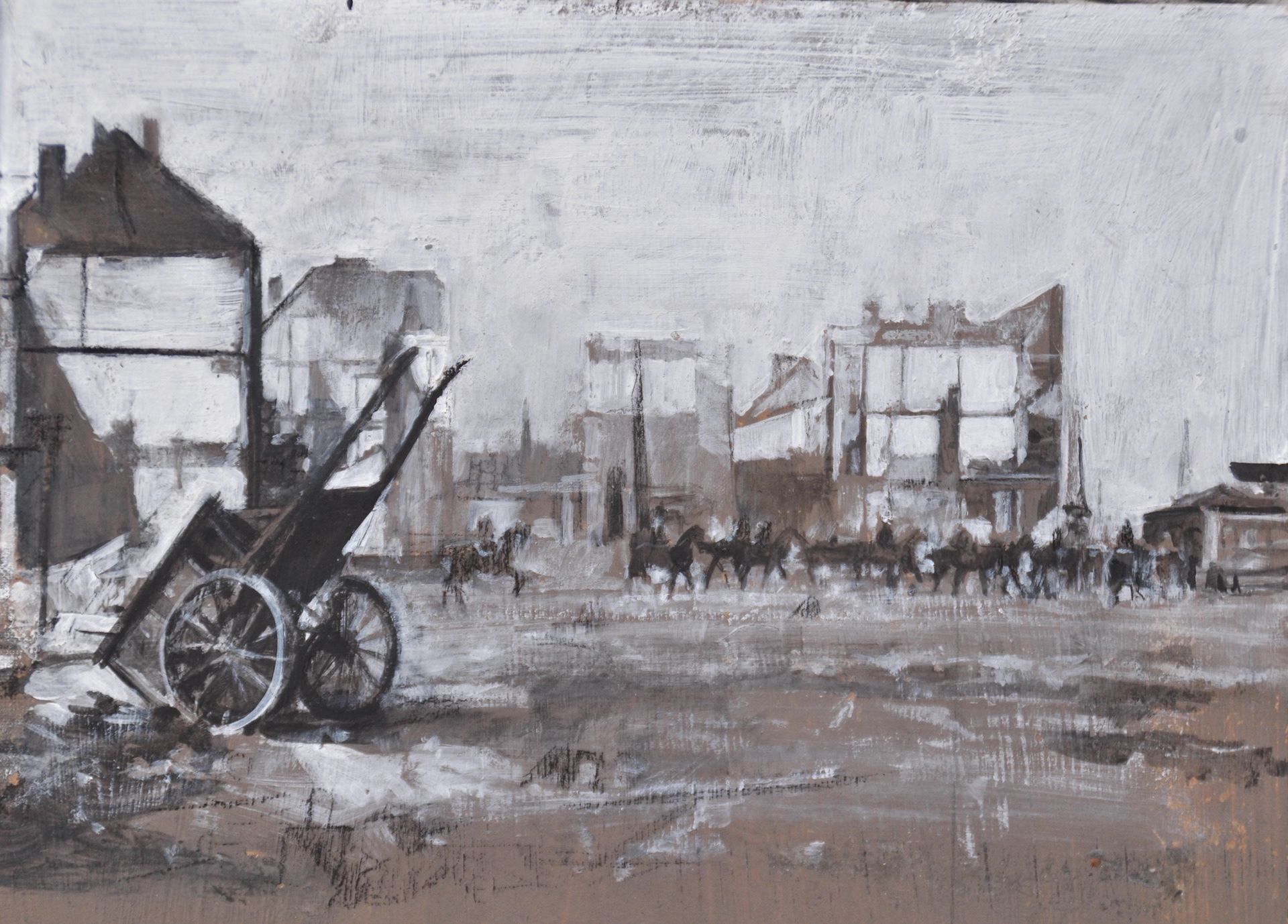 From 'Wounded city', wood, 21 x 31, 2013