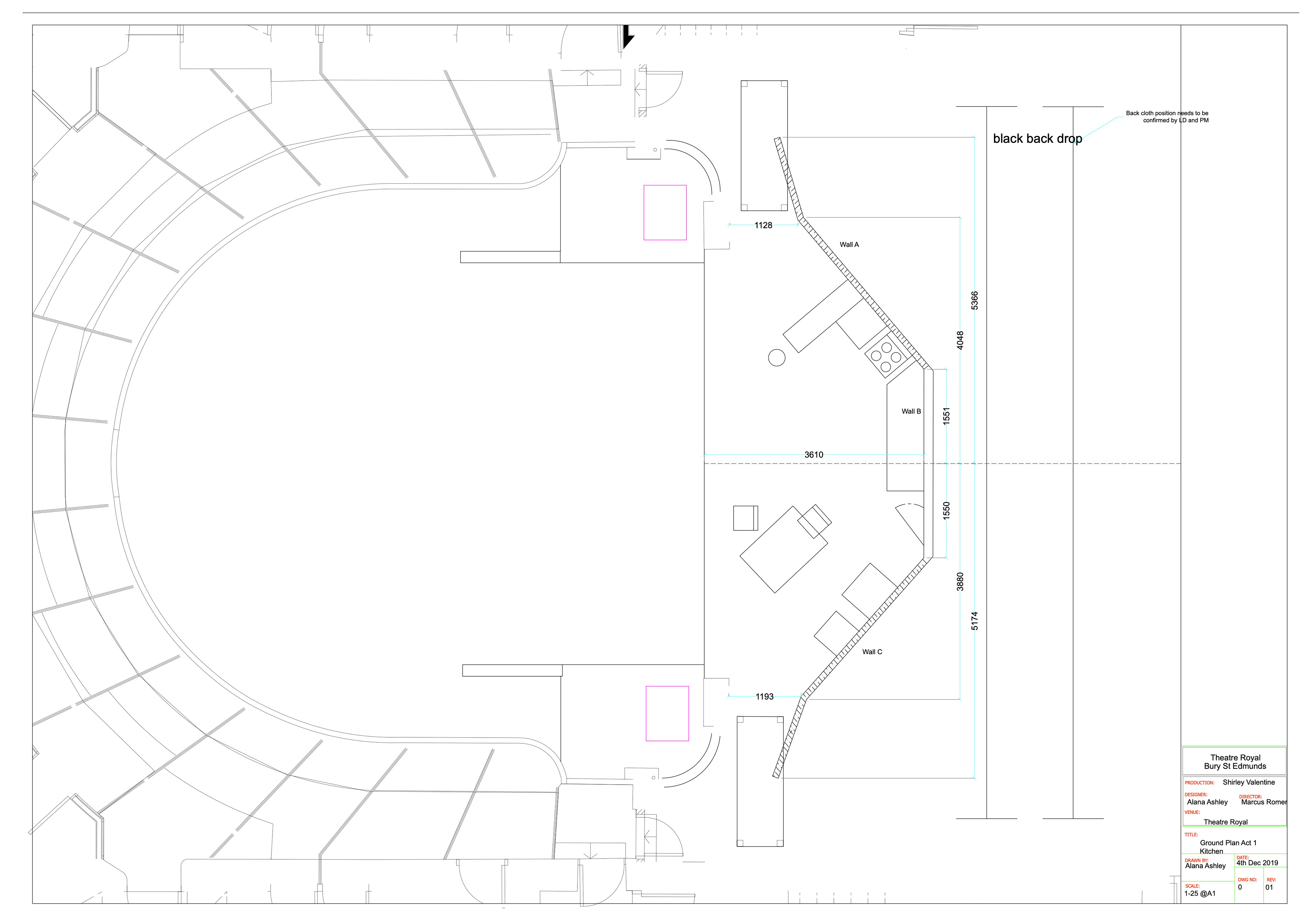 Theatre set design - Shirley Valentine - AutoCAD