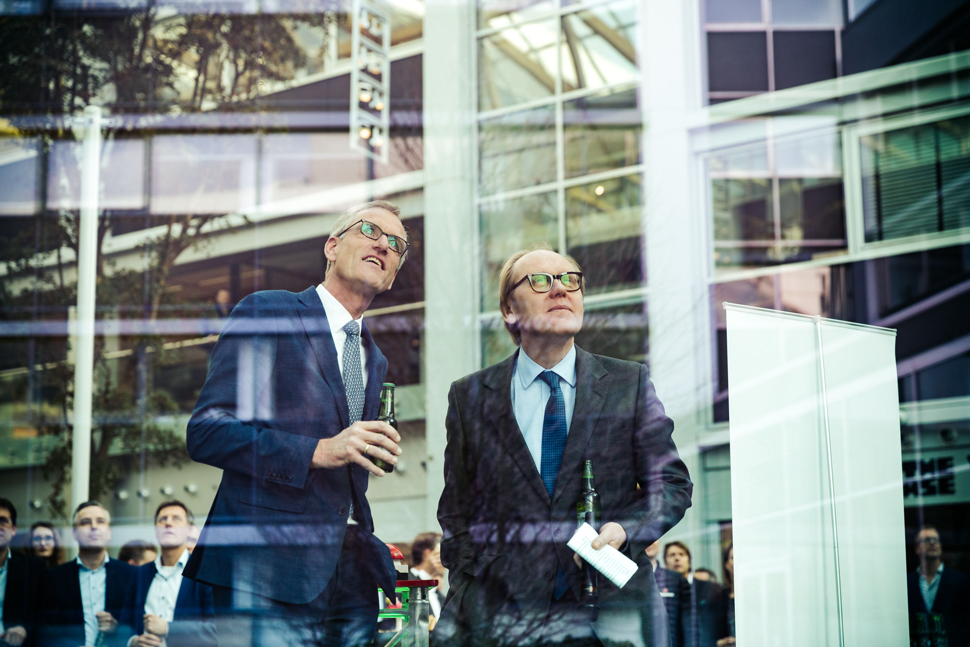 Celebrating reaching the highest point during construction of the new Heineken office at Schiphol