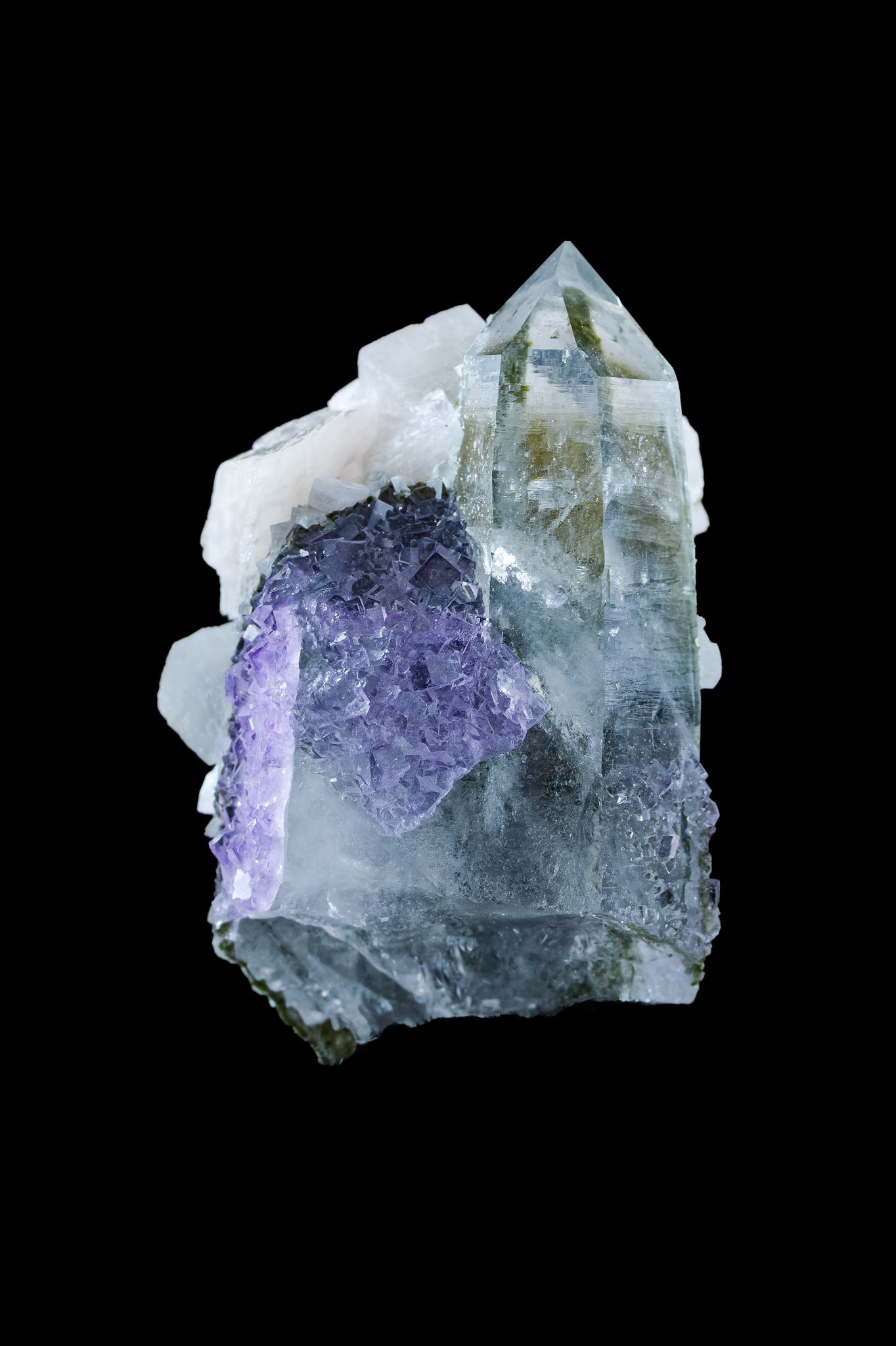 Purple Fluorite and Dolomite on Quartz | Yao Gang Xian, China