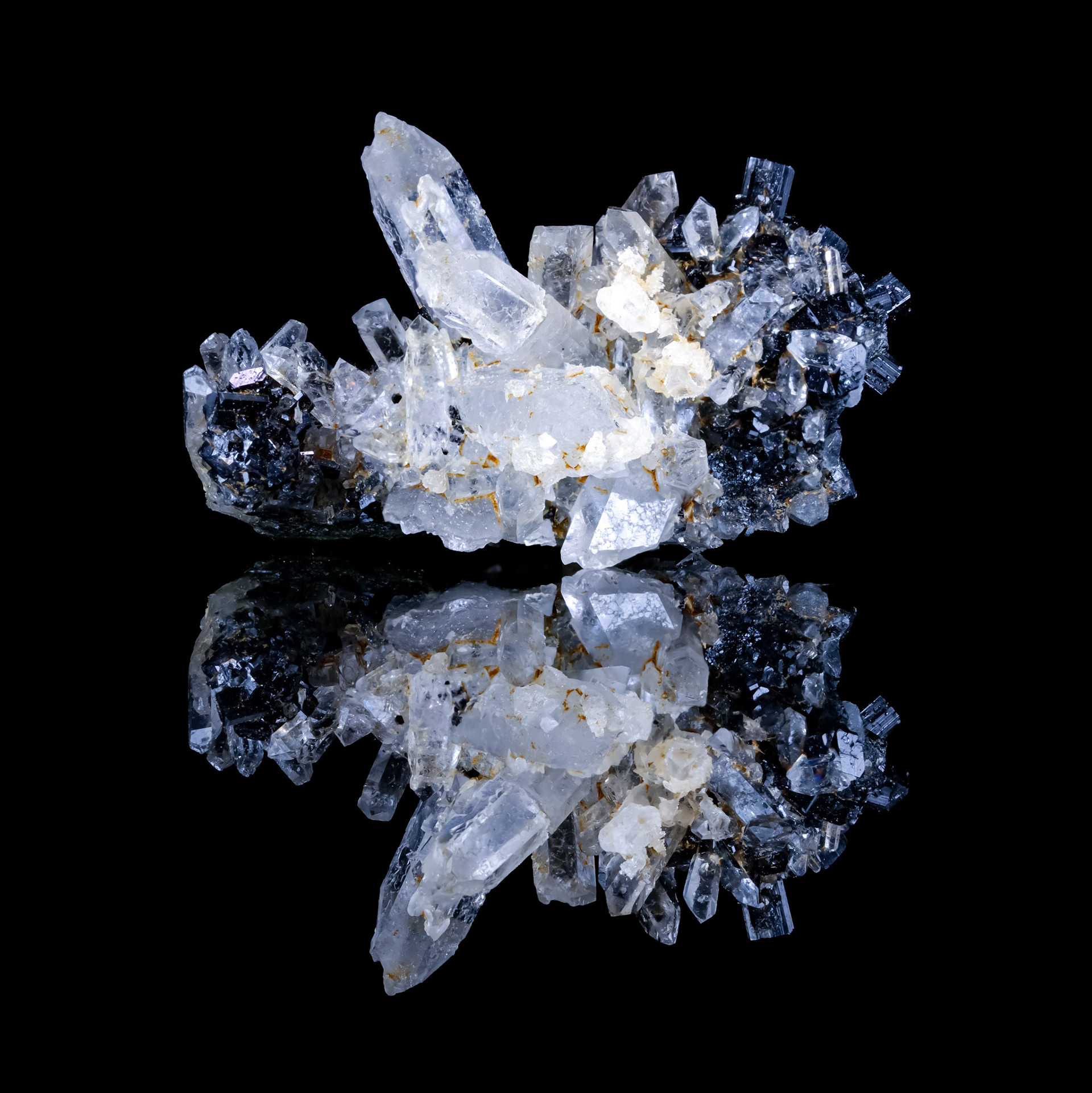 Babingtonite with Phrenite and Epidote on Quartz  | Sichuan, China