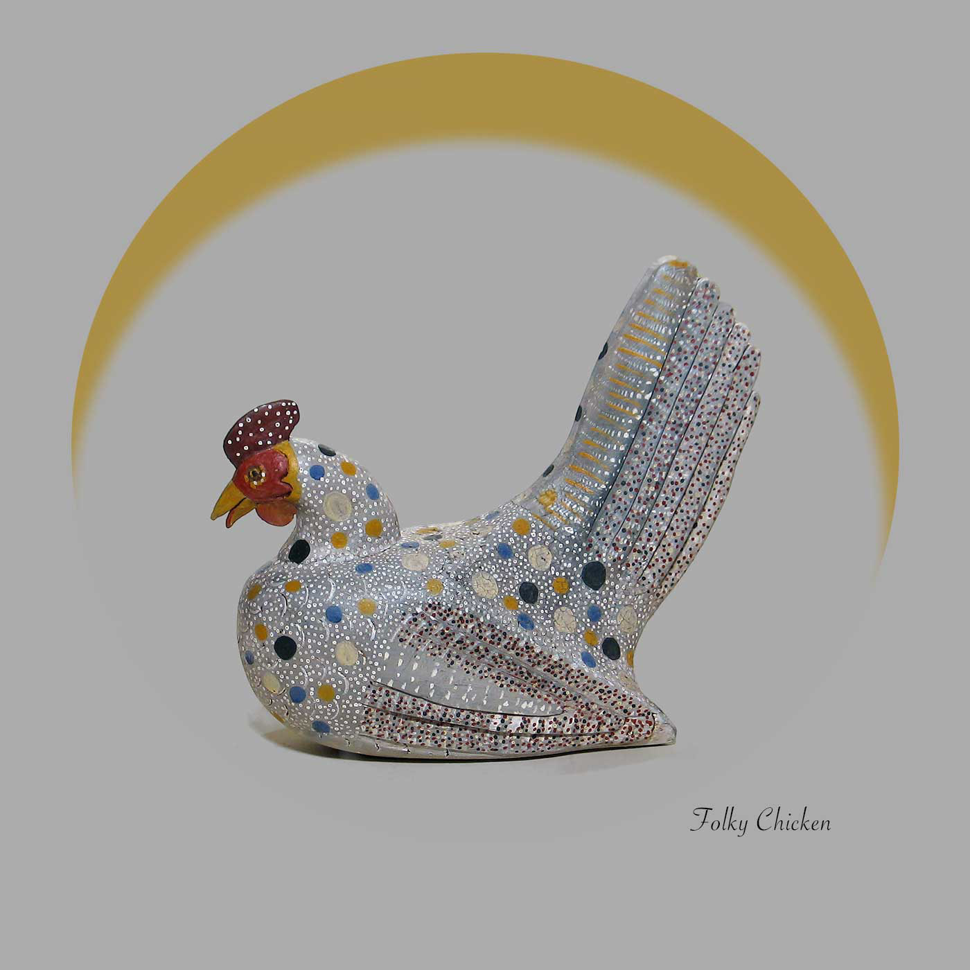 Colorful chicken art pointillism