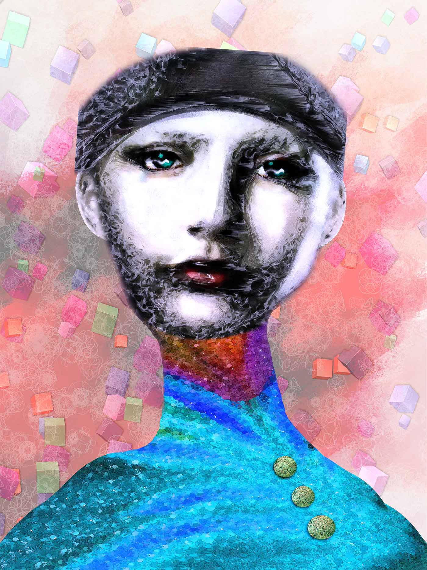 Angela on canvas shown on wall