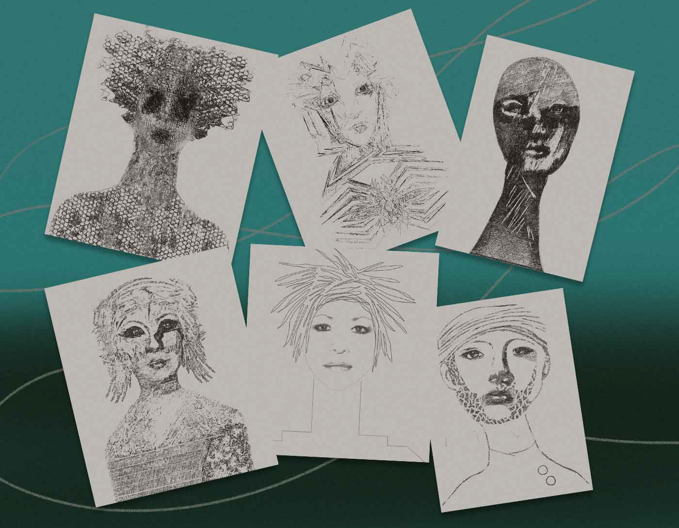 Pencil sketches of  surreal portraits