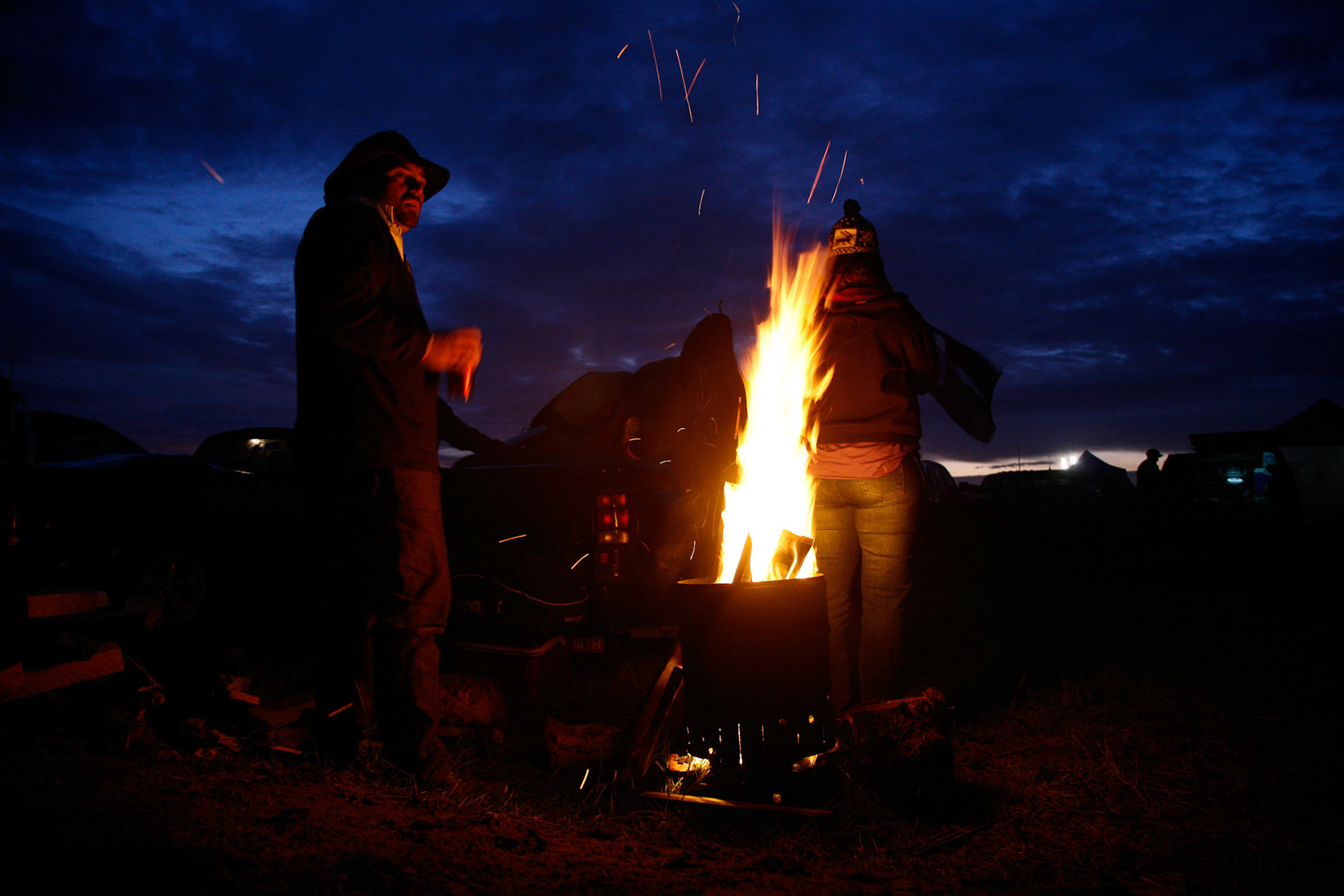 Campfire at Deniliquin Ute Muster. October 2, 2009. Deniliquin, NSW.