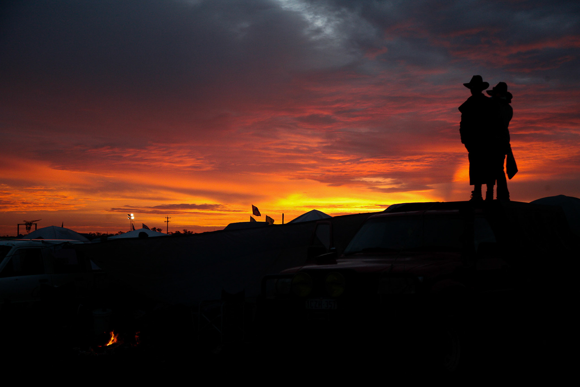 Sunset at Deniliquin Ute Muster. October 2, 2009. Deniliquin, NSW.