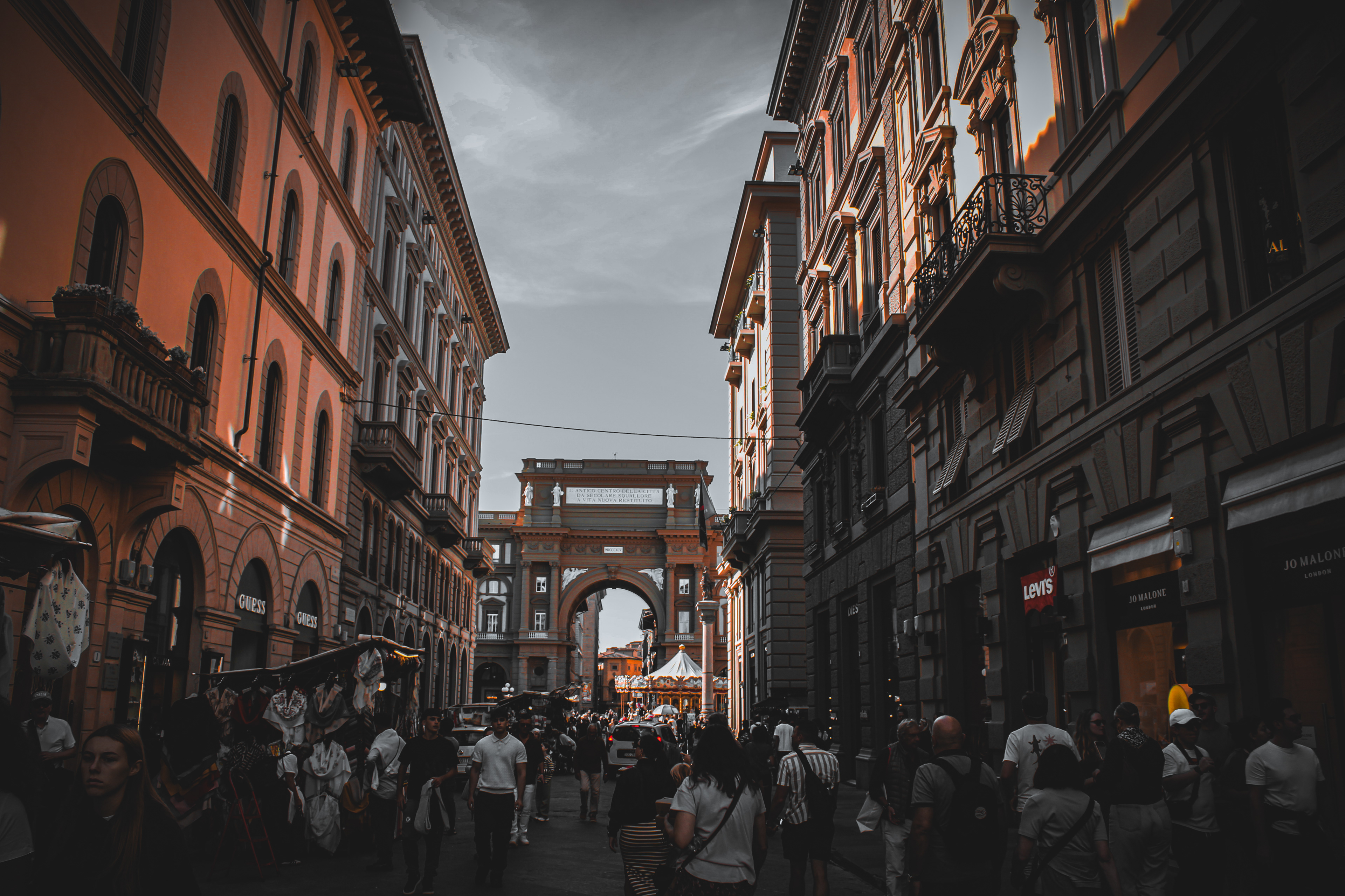 Street leading towards the Arcone di Piazza, inside the Piazza della Repubblica