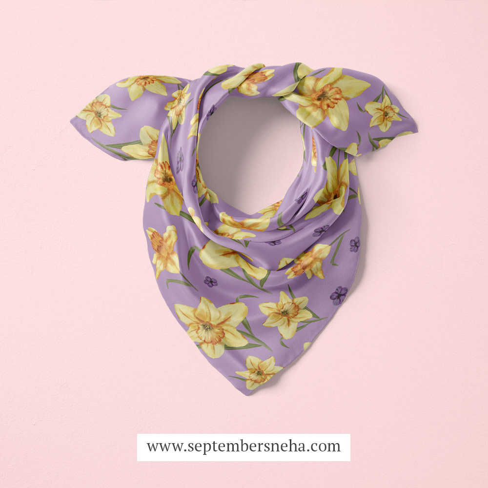 Daffodils Pattern Mockup Scarf
