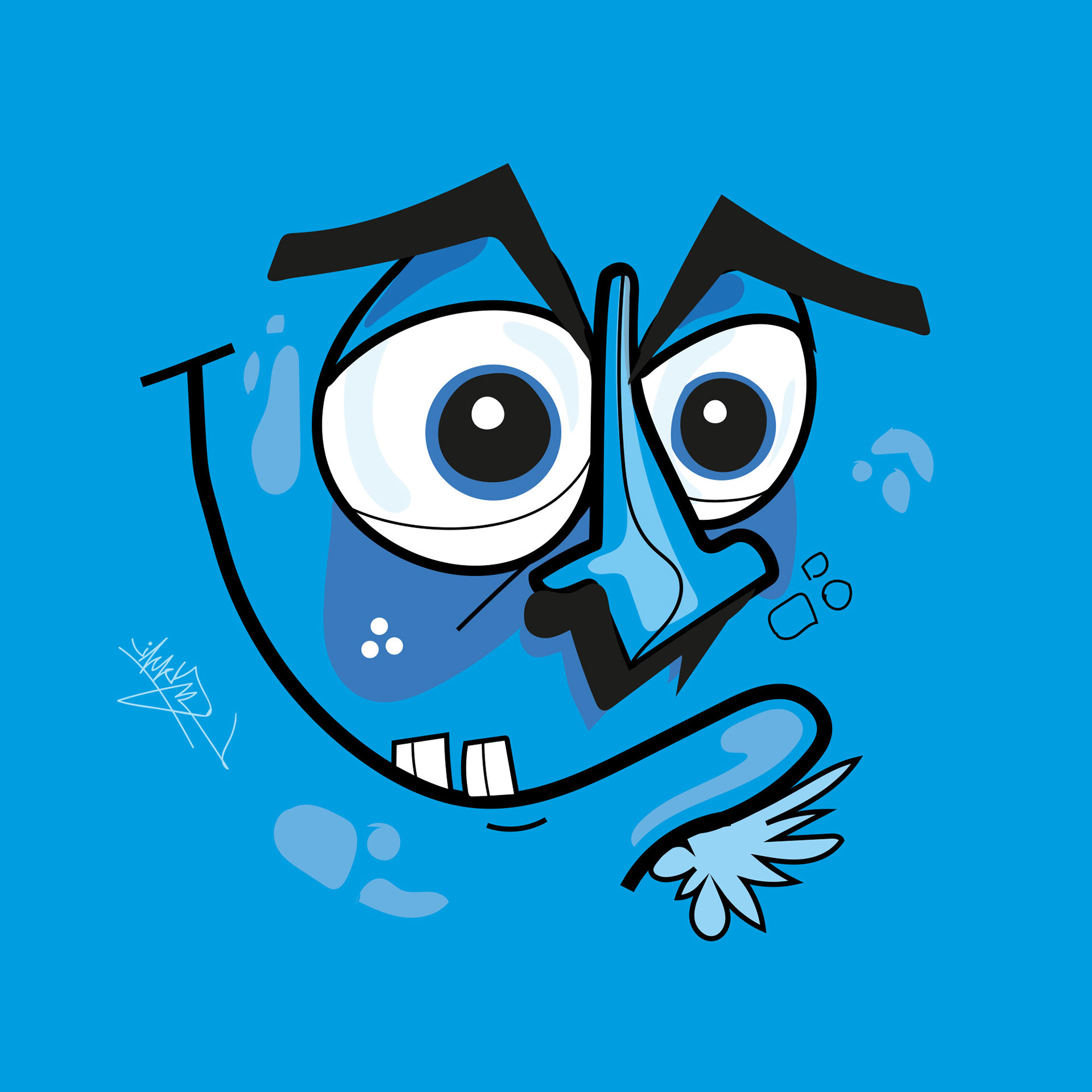 Digitale kunstwerken uit de NFT-collectie 'Mixed Emotions' - blue