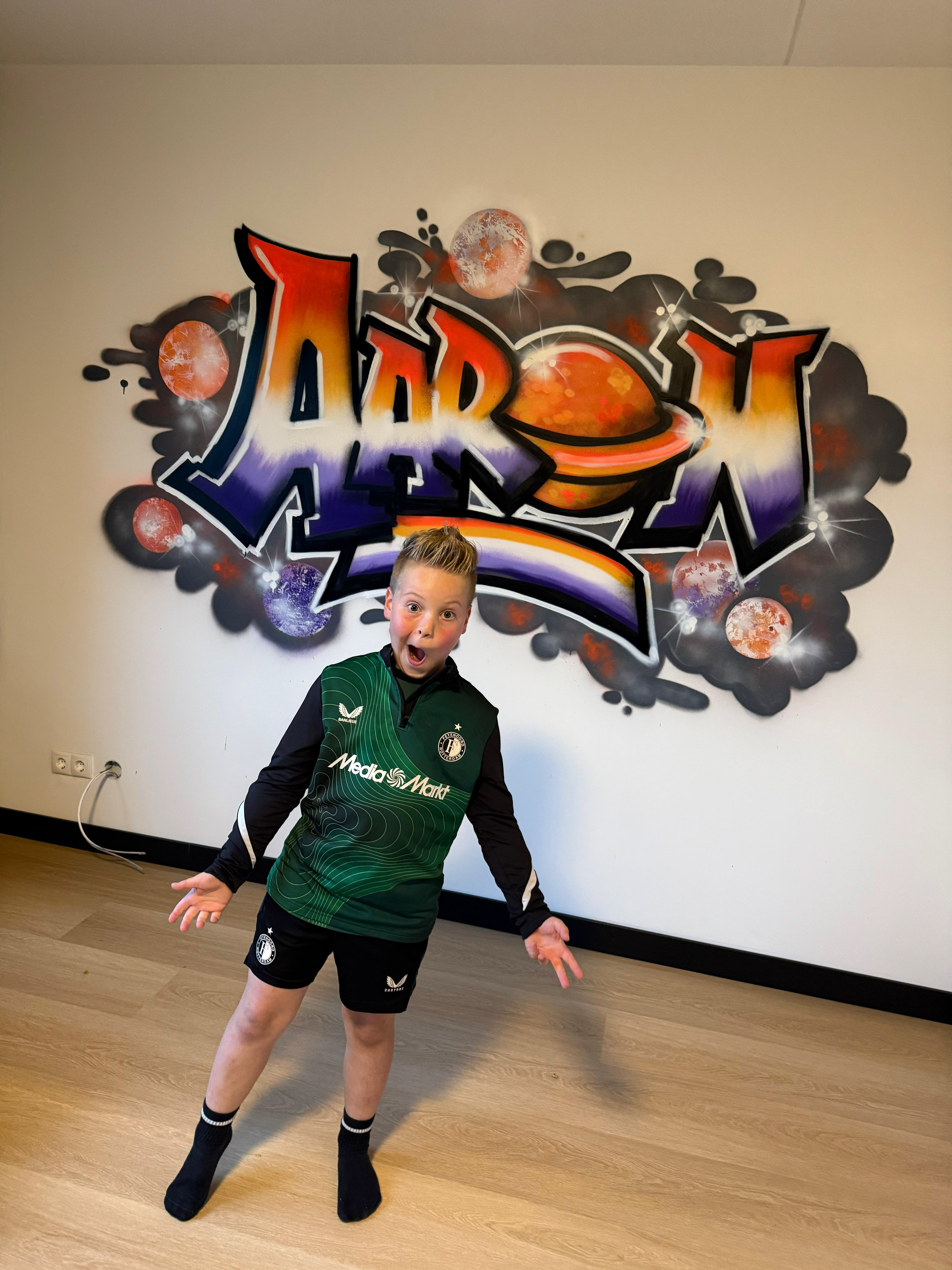Kinderkamer planeten graffiti voor nino