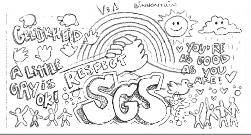 Wall art illustratie CKV-project SG Spieringshoek