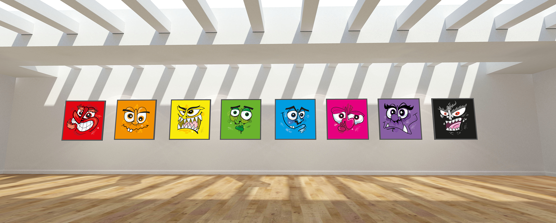 Digitale kunstwerken uit de NFT-collectie 'Mixed Emotions' gallery