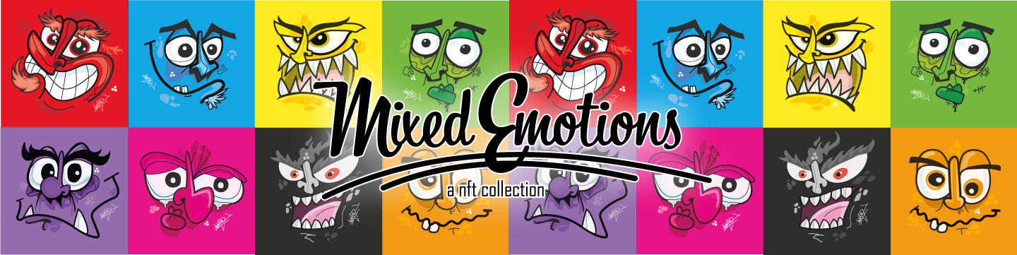 Digitale kunstwerken uit de NFT-collectie 'Mixed Emotions'