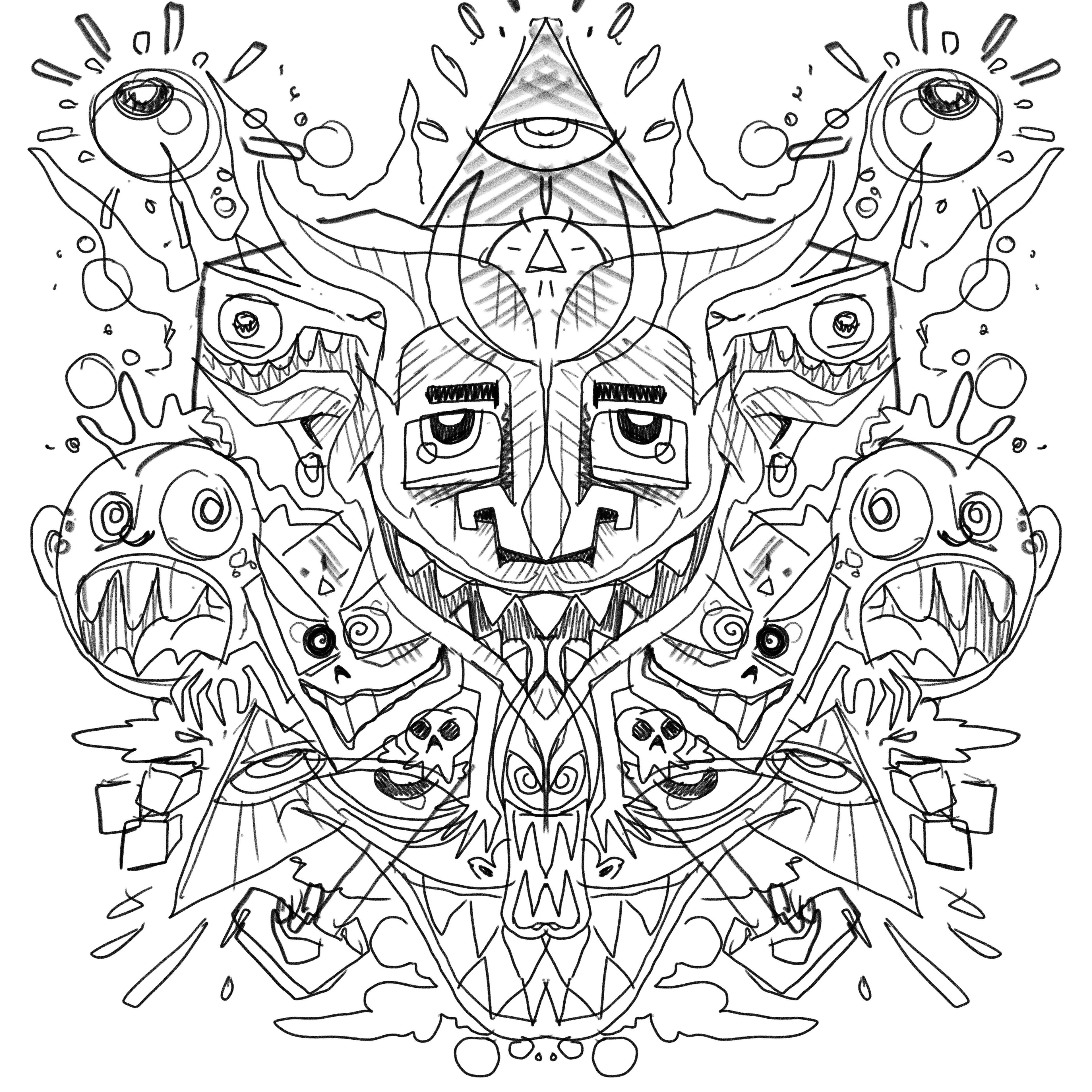 Streetart-geïnspireerd kunstwerk 'The Devil Don't Care' sketch