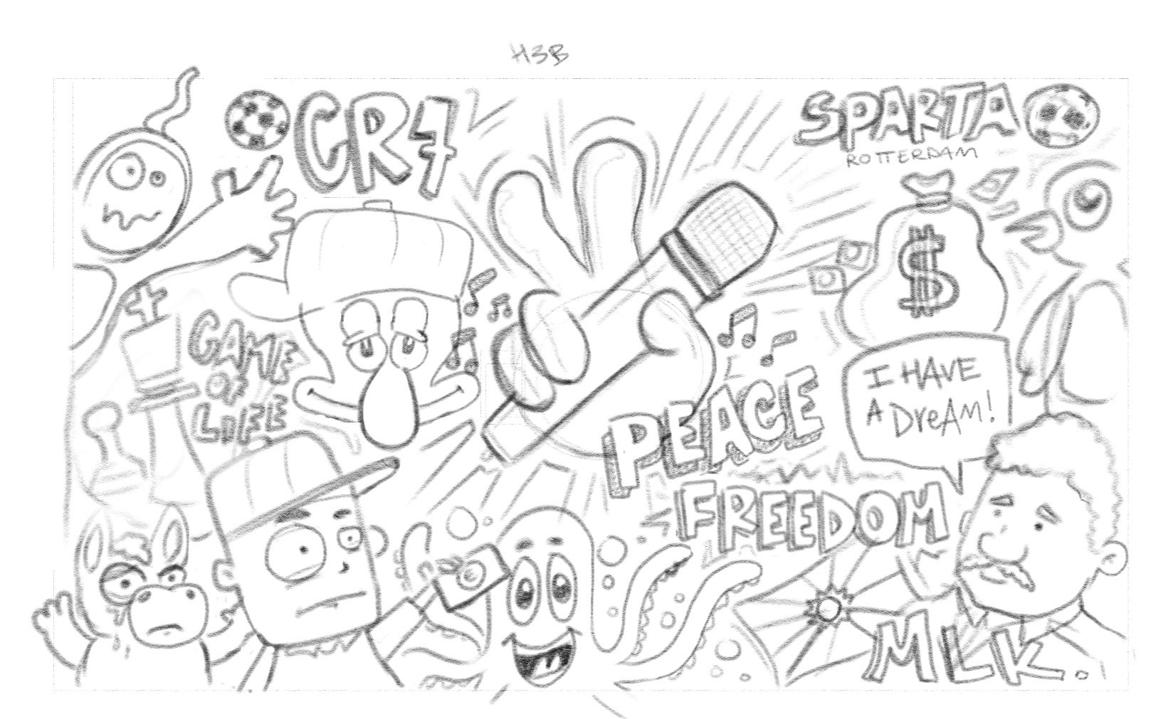 Wall art illustratie CKV-project SG Spieringshoek