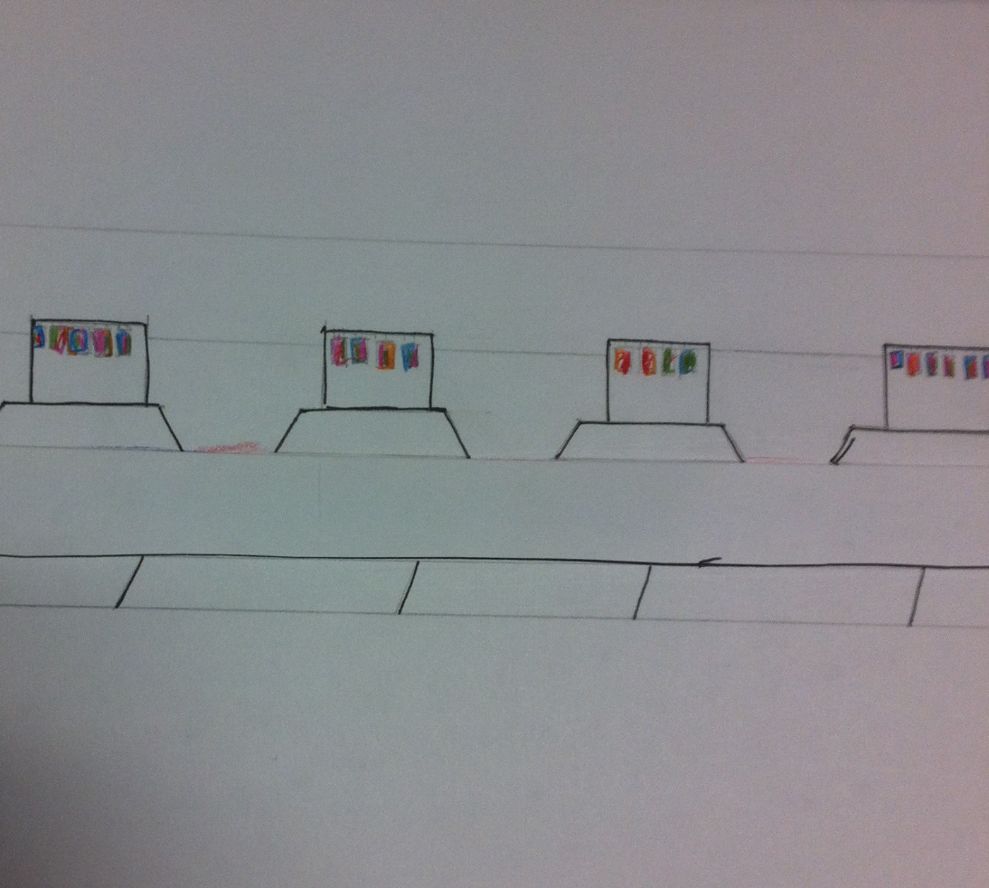 The designers play with potential arrangements of the road barriers.