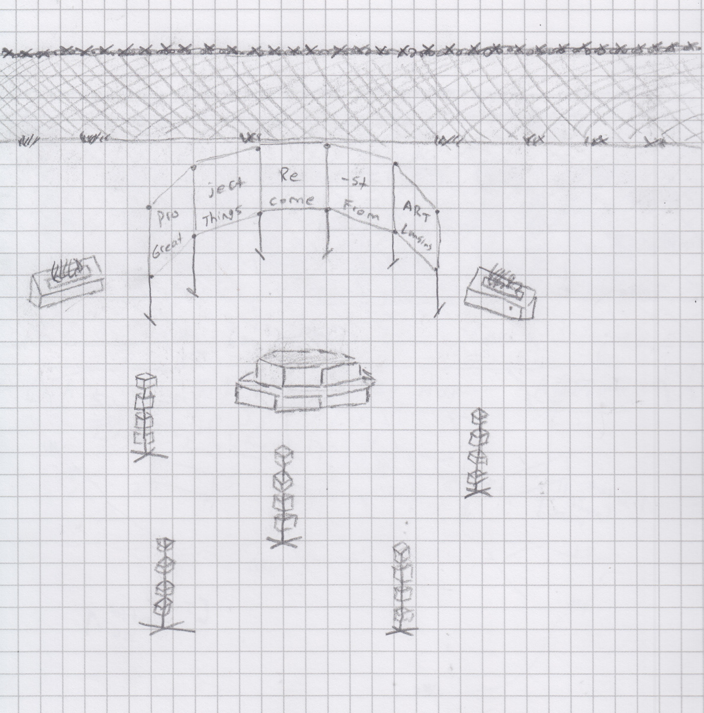 A sketch of the combined concept during redesign brainstorming.