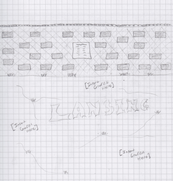 A sketch using the pavement as canvas for graffiti artwork