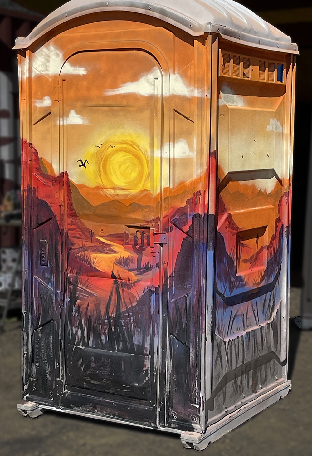 painted outhouse mural 
