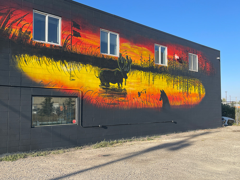 large scale exterior commercial wall mural