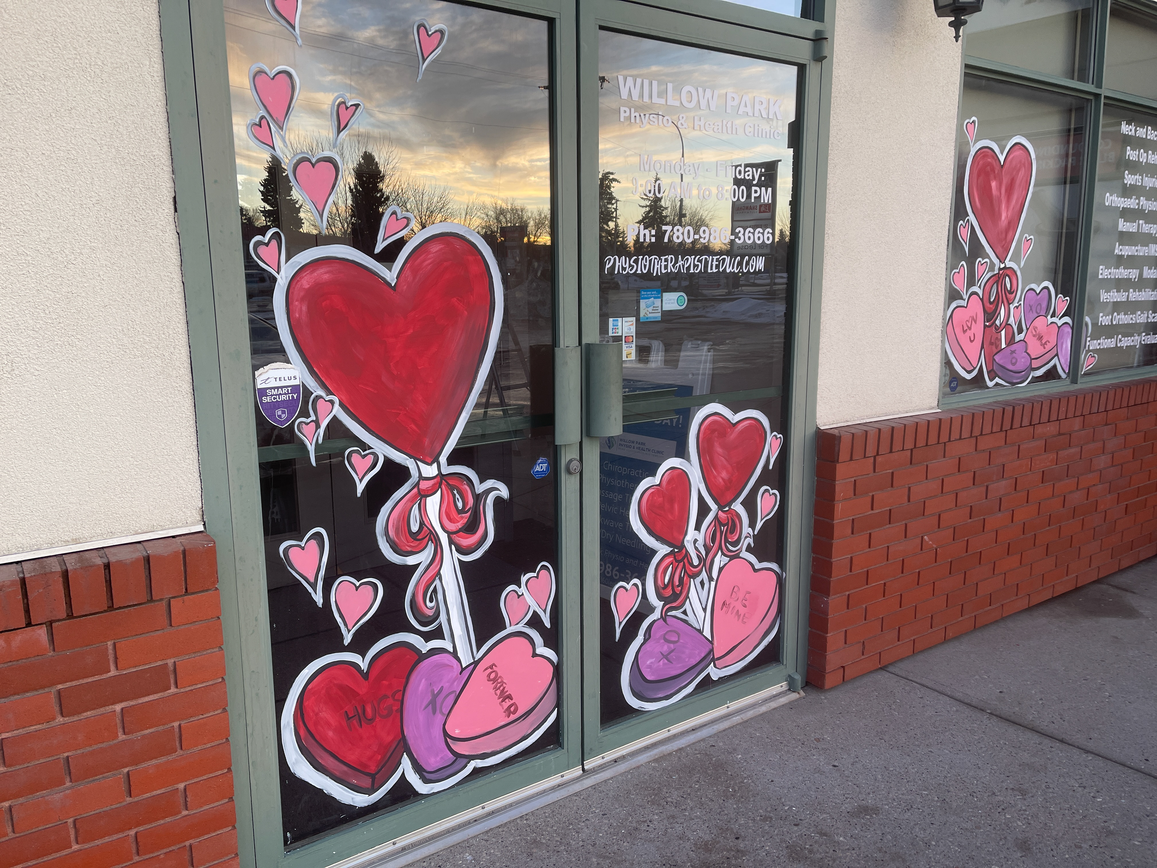 Valentine painted windows