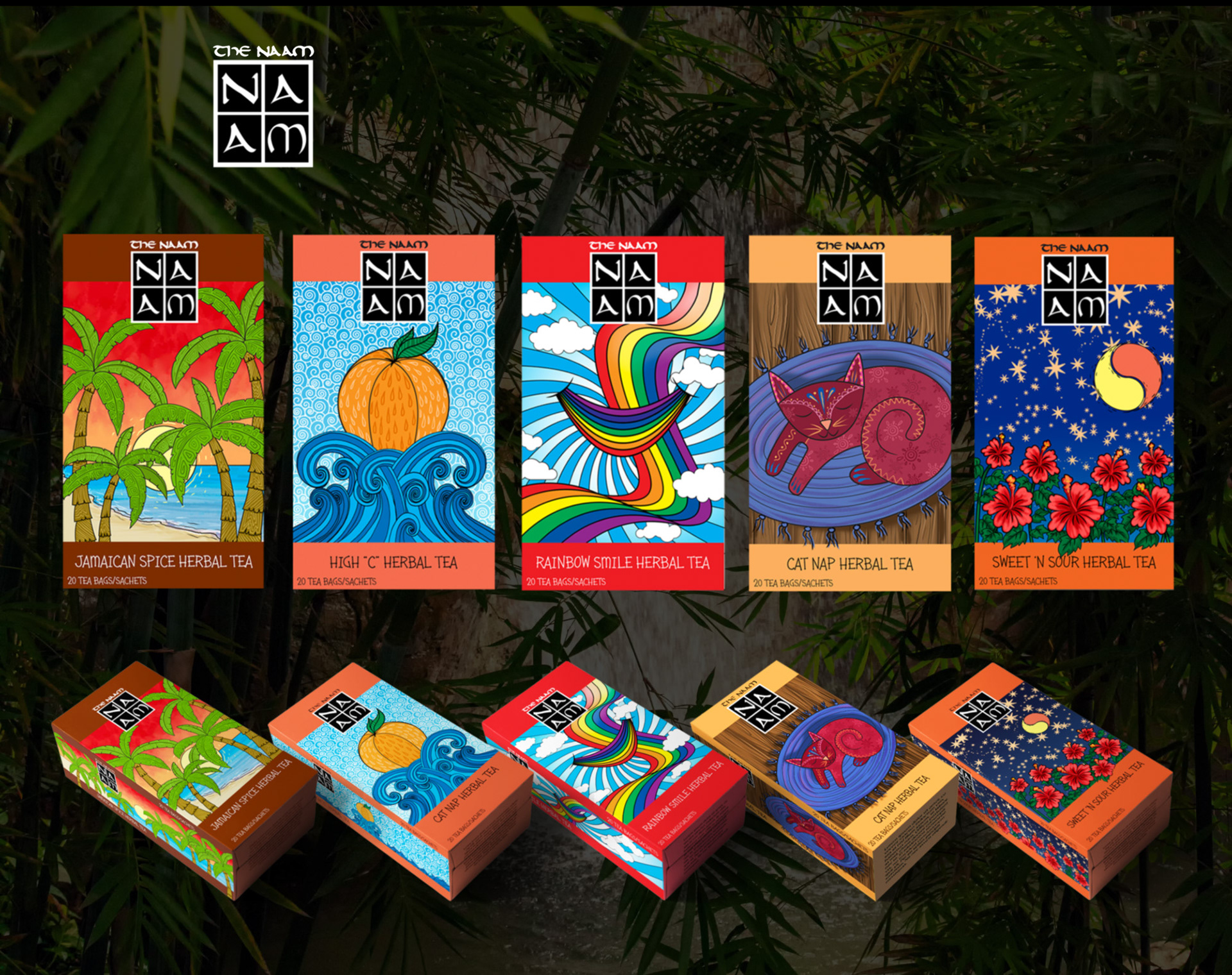 Naam Tea packaging illustration