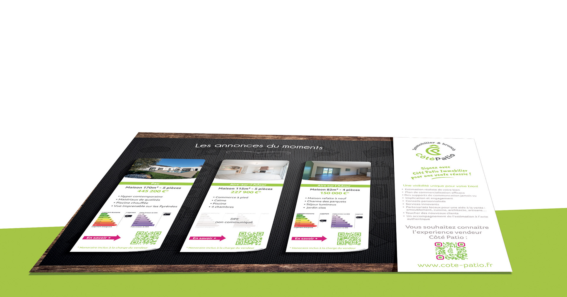 Set de table avec annonces immobilières