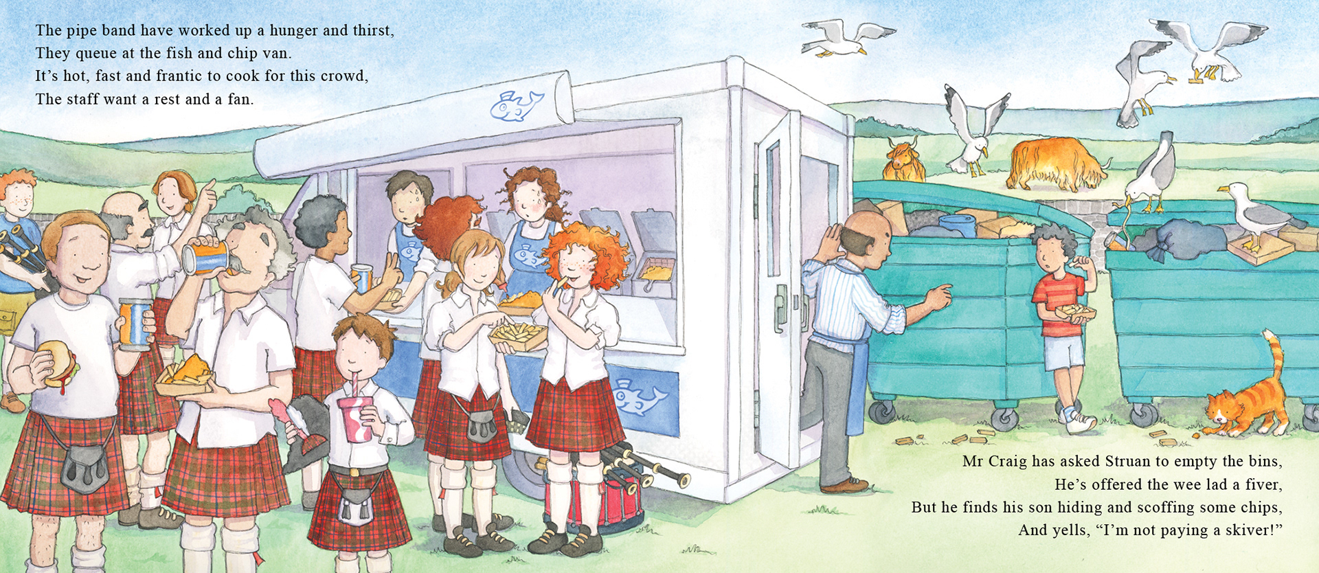 Complete spread image that works as two scenes