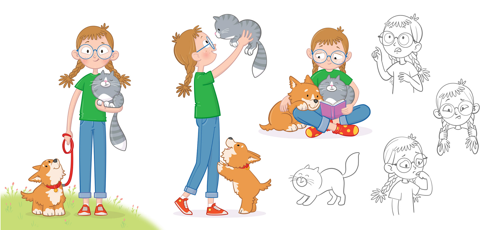Character designs for 'Maisy, Molly and Midge'