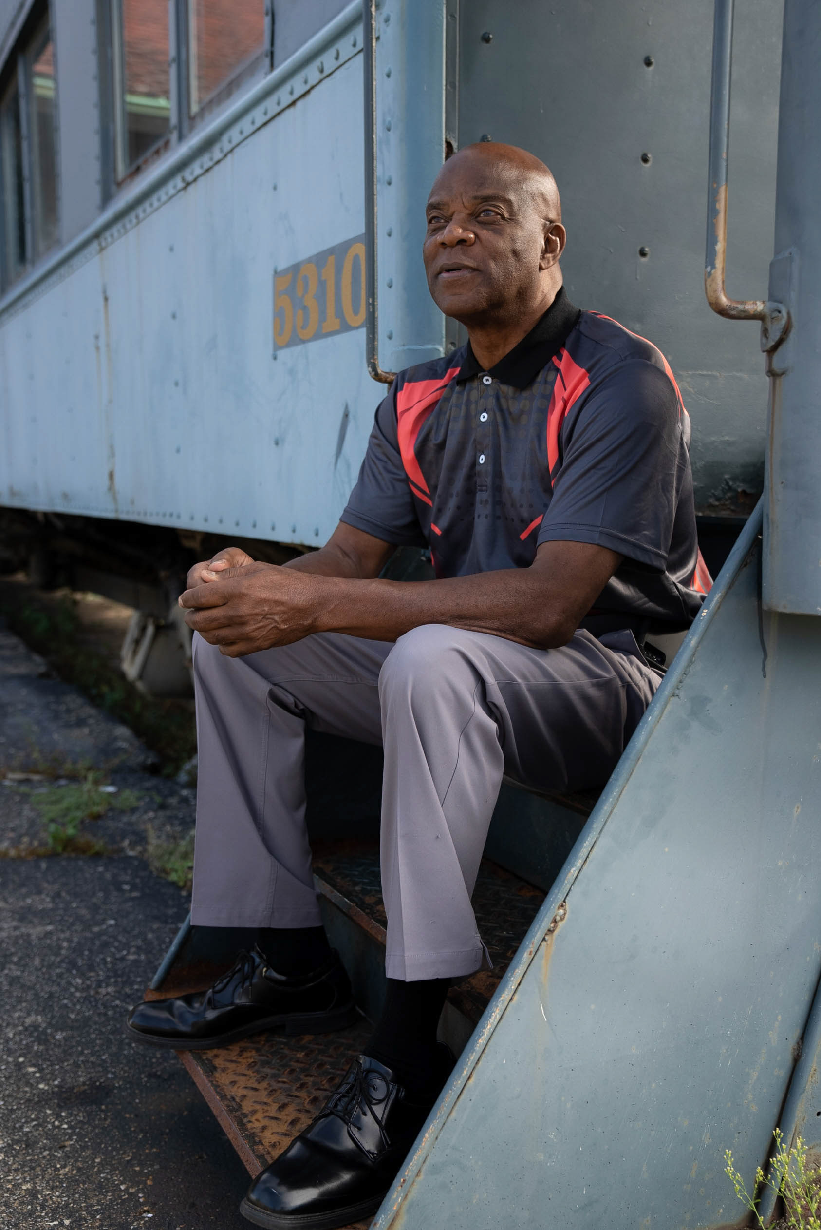 Kenny Turner sits at the train station where his parents arrived in the mid-1900s during what is now called "The Great Migration" Lansing, Michigan Sep 16, 2021