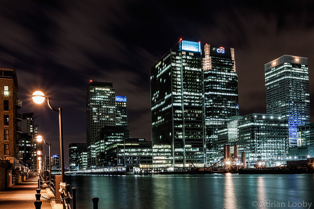 Canary Wharf at night