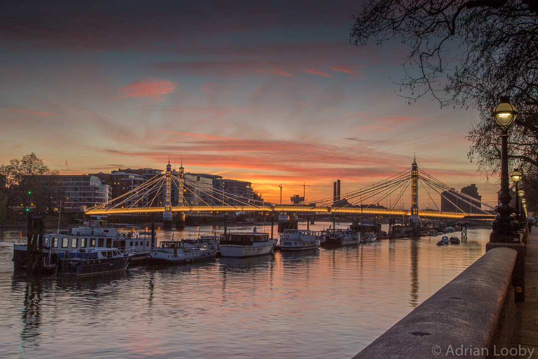 Hammersmith Bridge at dusk