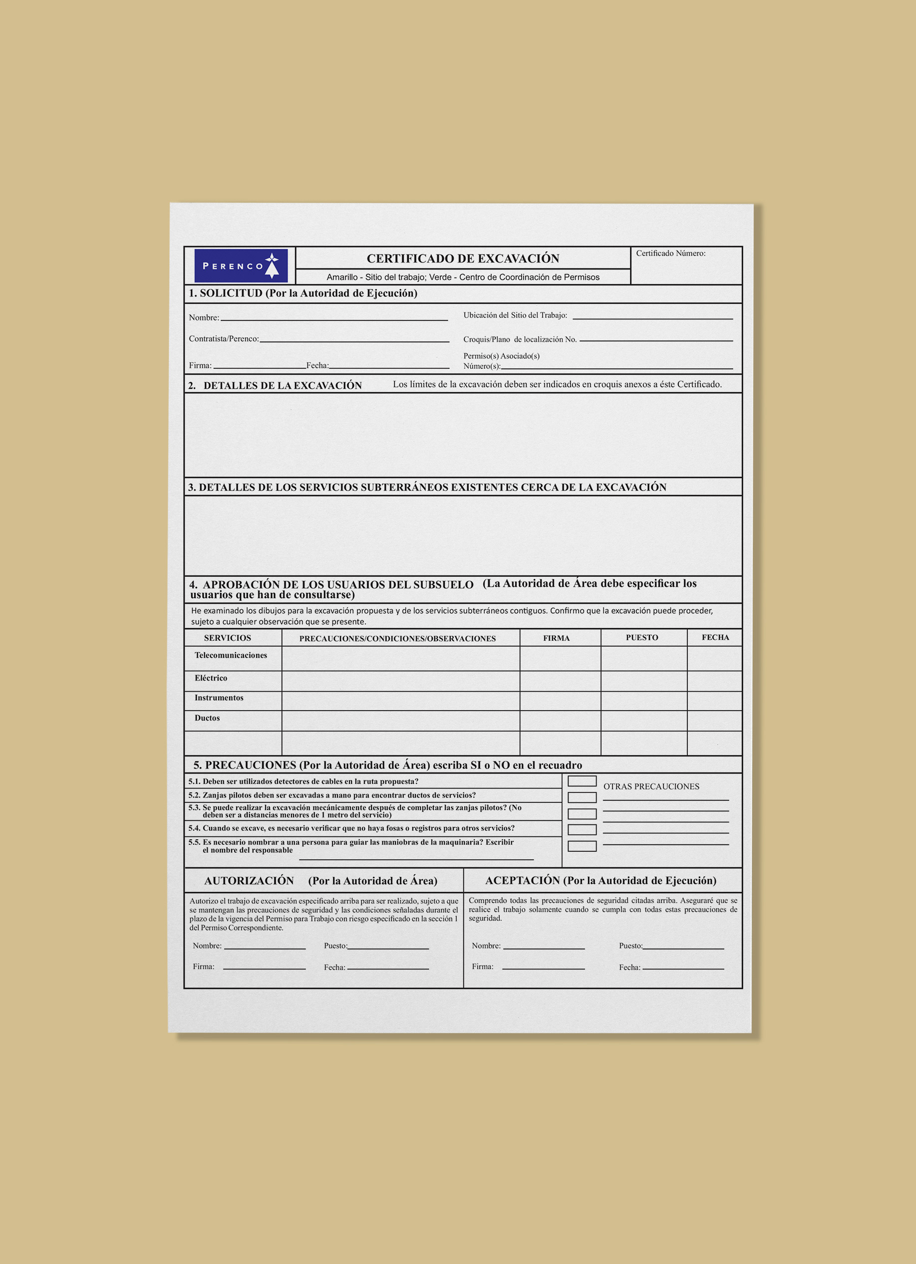 Certificado de excavación