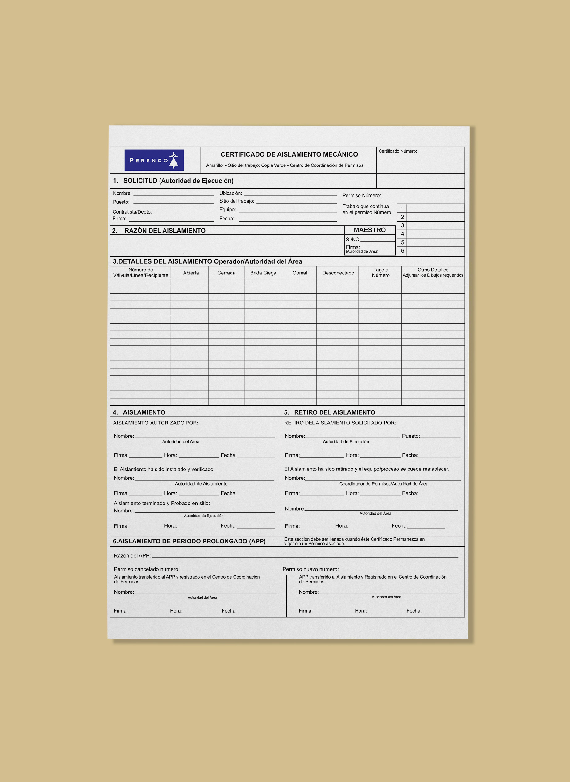 Certificado de aislamiento mecánico