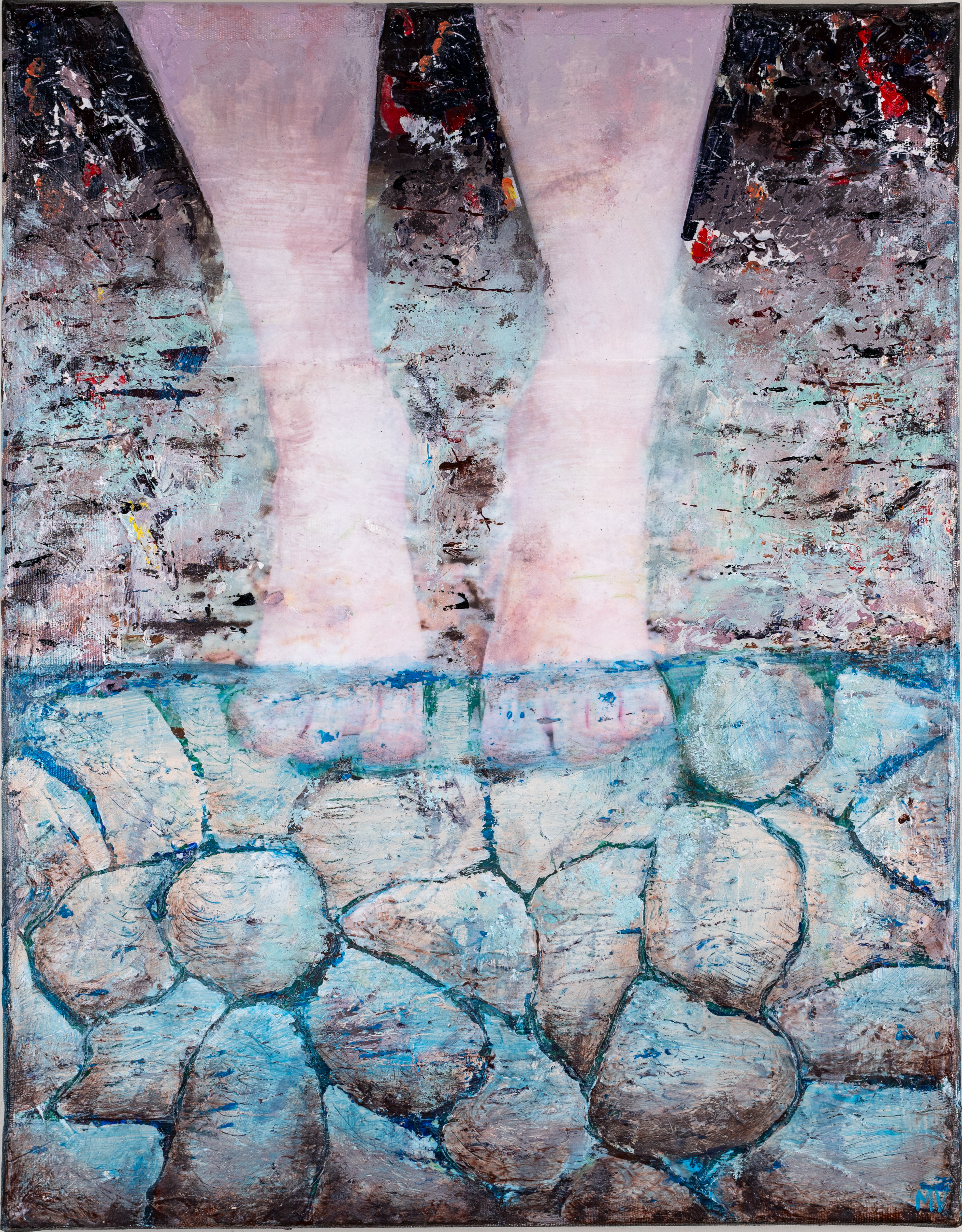 "Sanitize" 14x18in mixed media on canvas