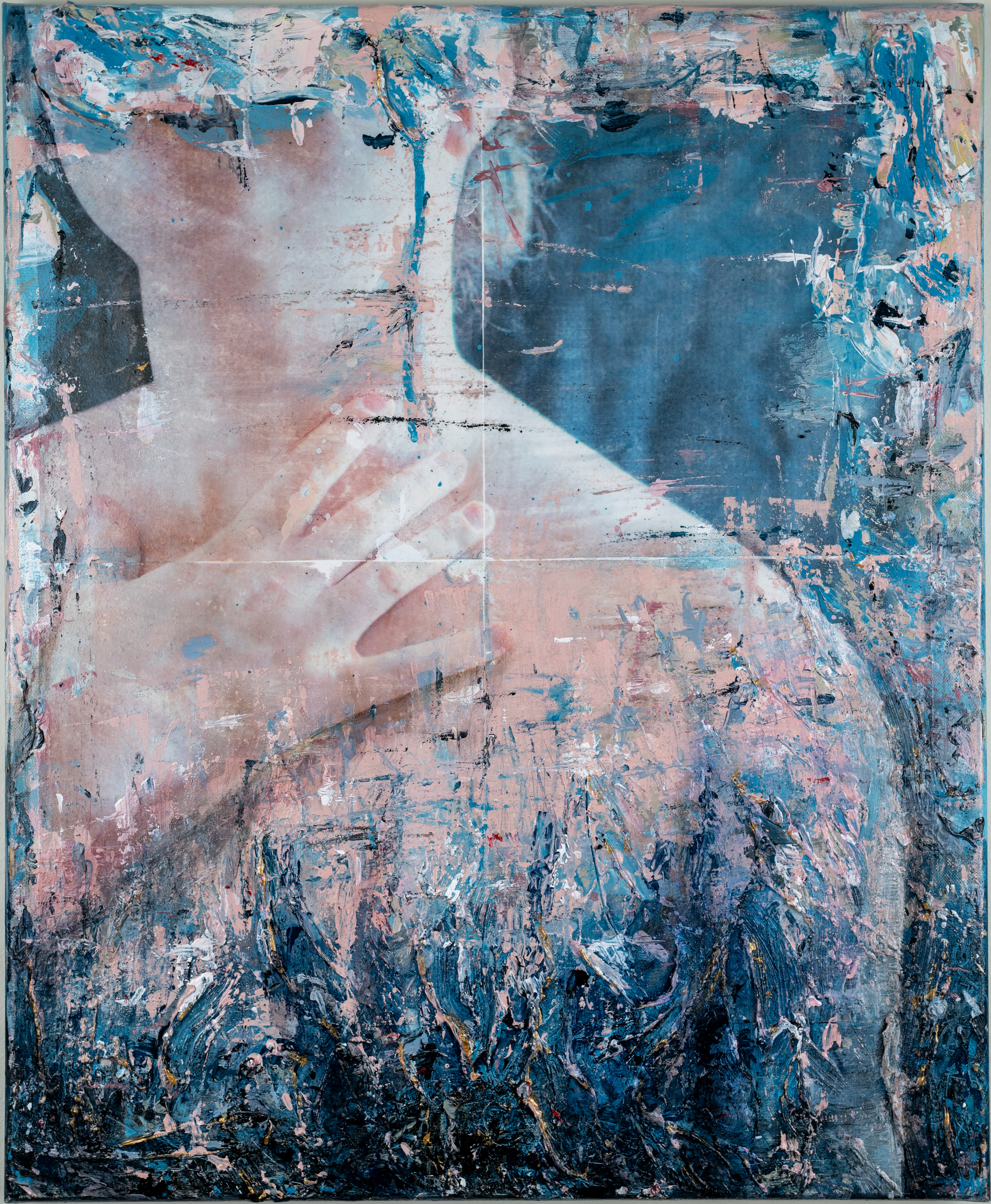 "Swell in Blue" 18x22in mixed media on canvas