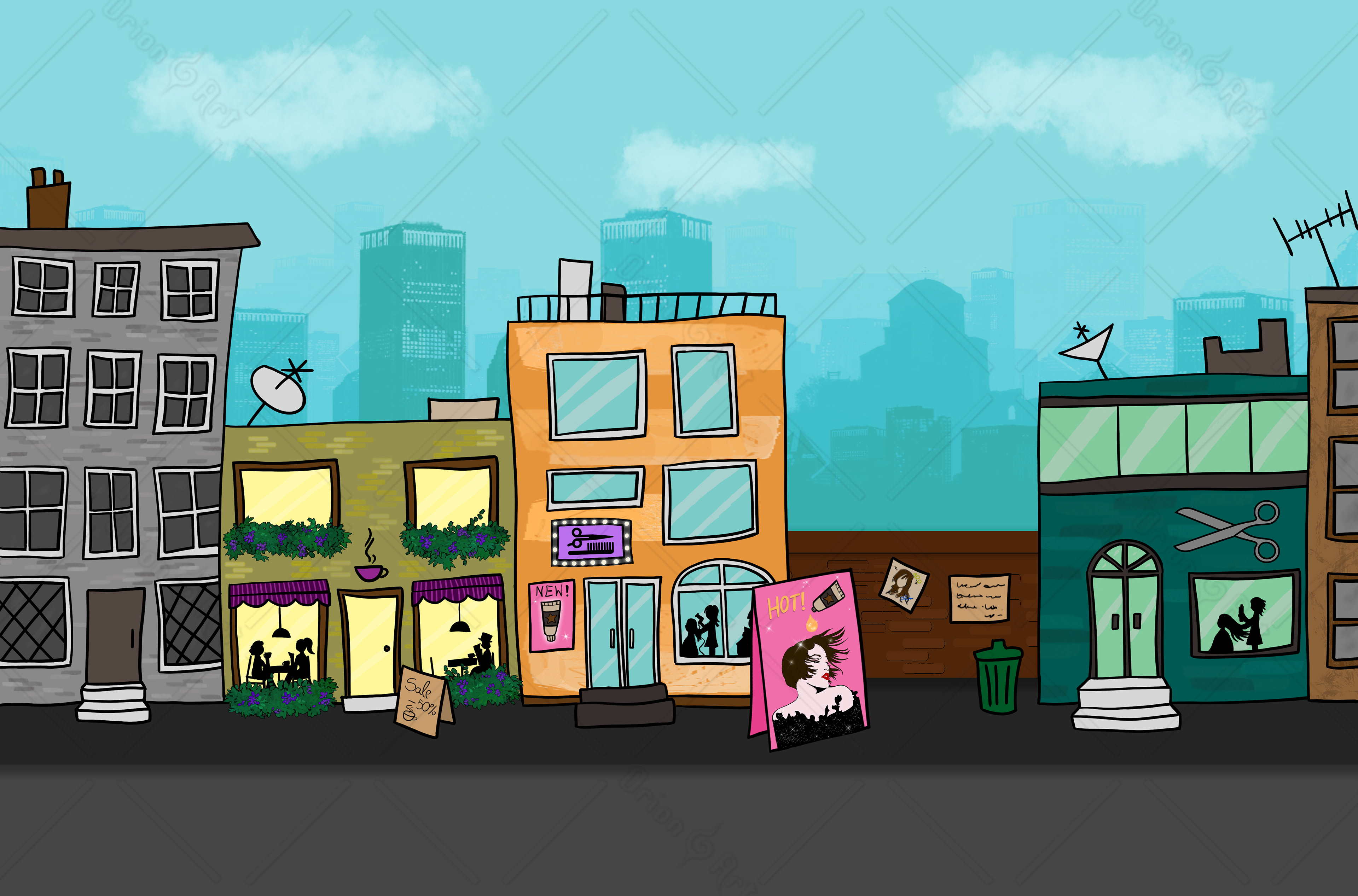 American comic style illustration for a Prezi presentation commision