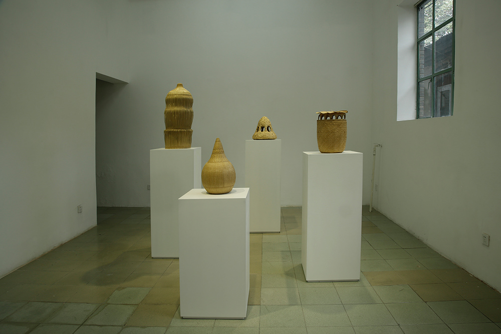 (AFTER THE GIFT, ‘Given Time’, Black Sesame at Insititute for Provocation, Beijing),  # 1 - 4, woven bamboo, dimensions variable, - Blossfeldt’s Fan, HD video 25 min, color, silent