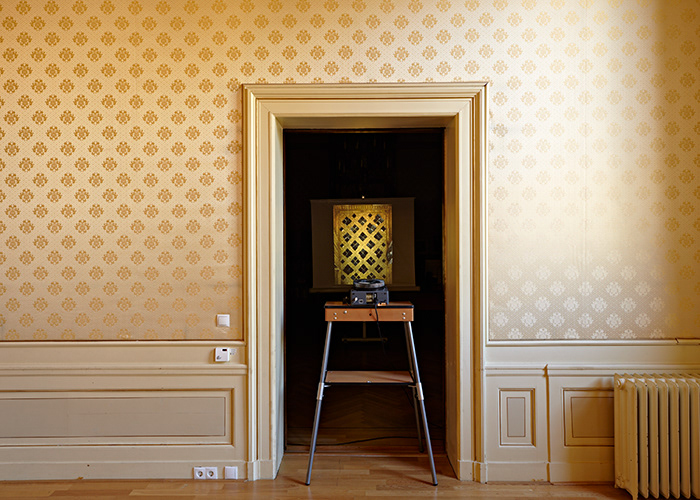 Installation view, 'The Goethe-Institut’s Reading Room Pyongyang: Between Object and Shadow', slide projection with 80 35mm slides, 2013 ( photo: Johannes Schwartz)