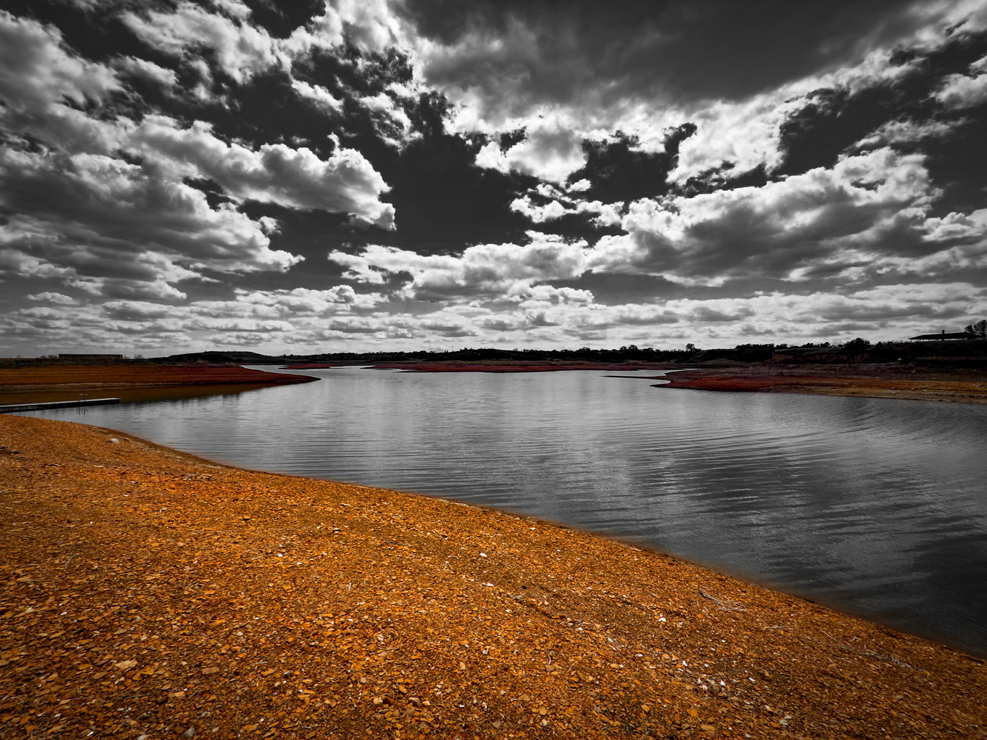 Dramatic Sky Over North Dakota Reservoir