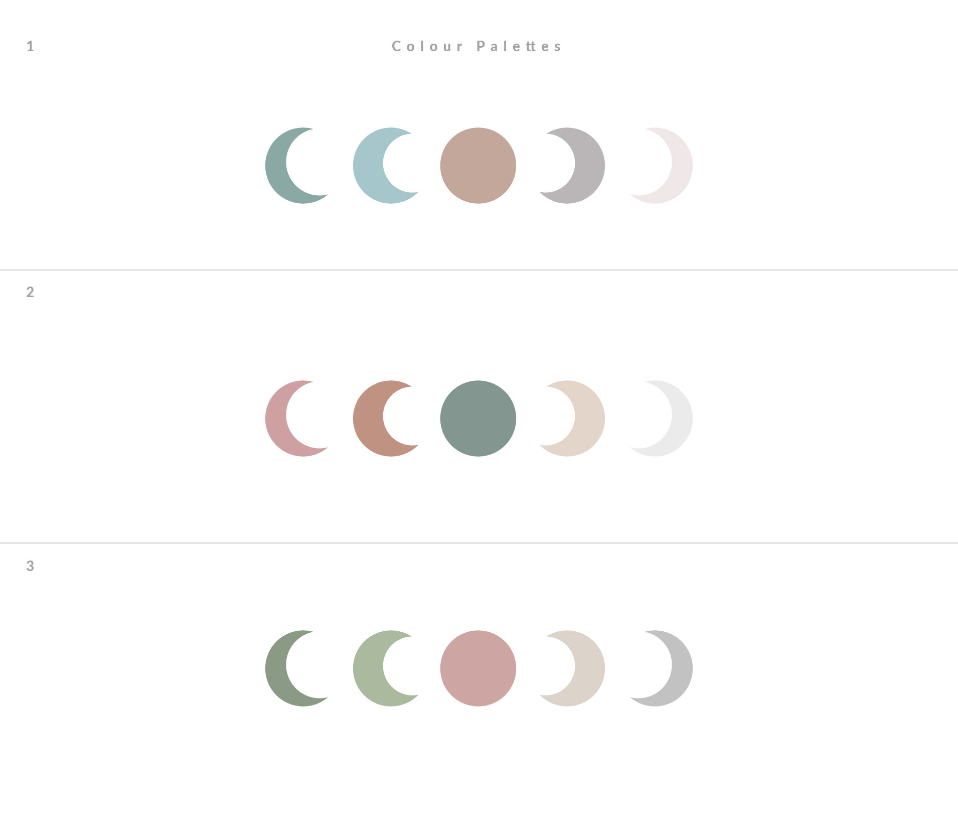 Colour palettes originally developed for the project.